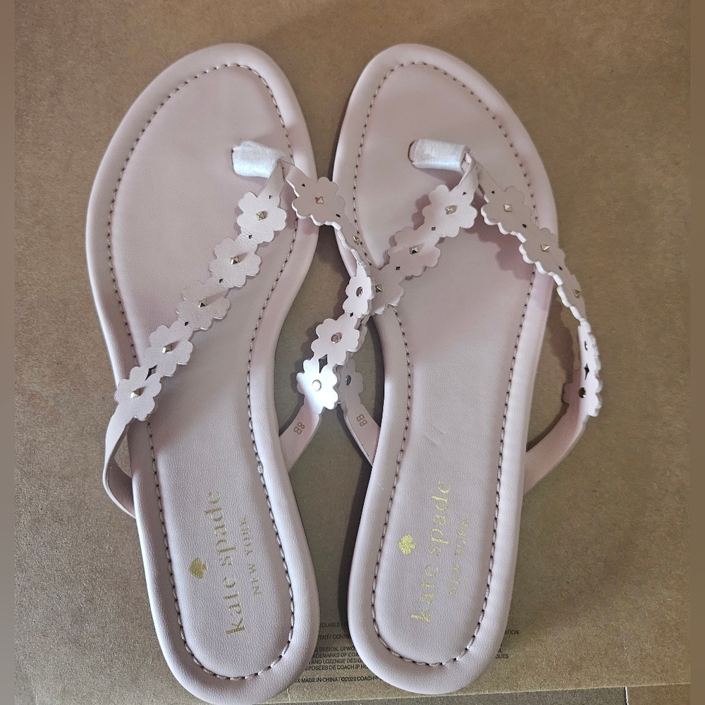 Kate Spade Daisy Floral Nappa Sandals Rose Smoke Size 8 - Picture 2 of 6